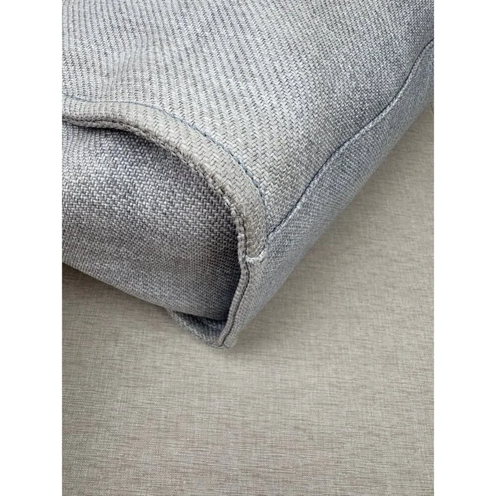 CHANEL Grey Raffia Deauville Shopping Bag Medium SHW